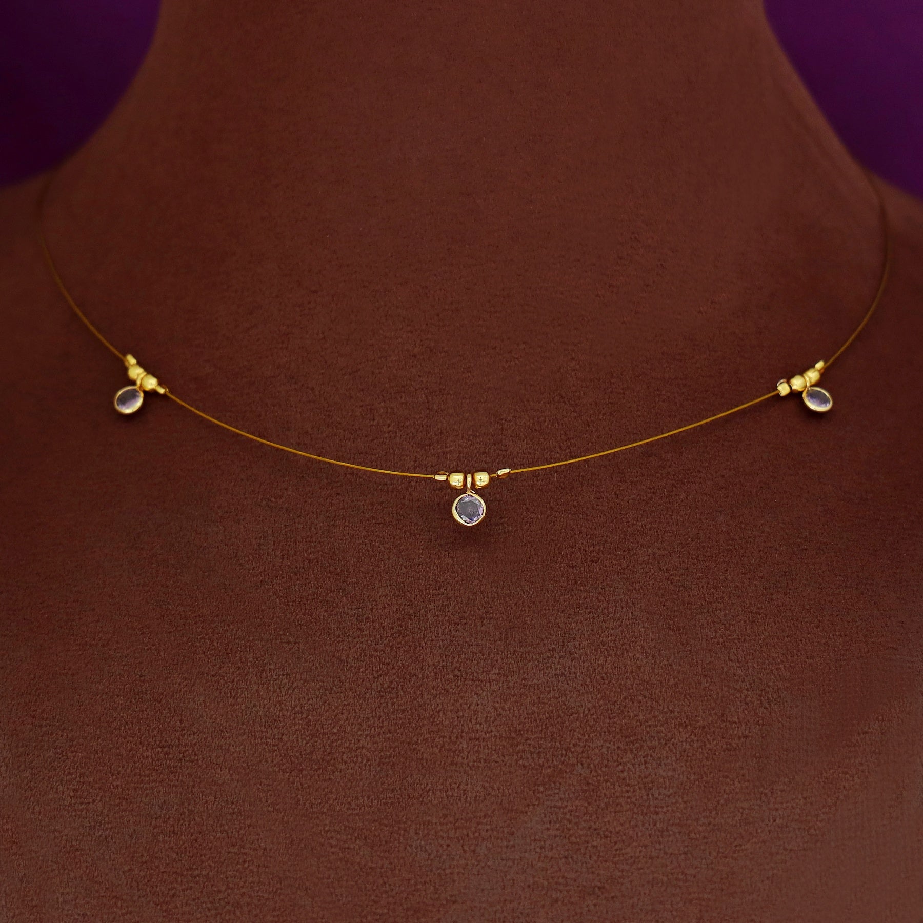 Tri Glossy Stone String Neckpiece