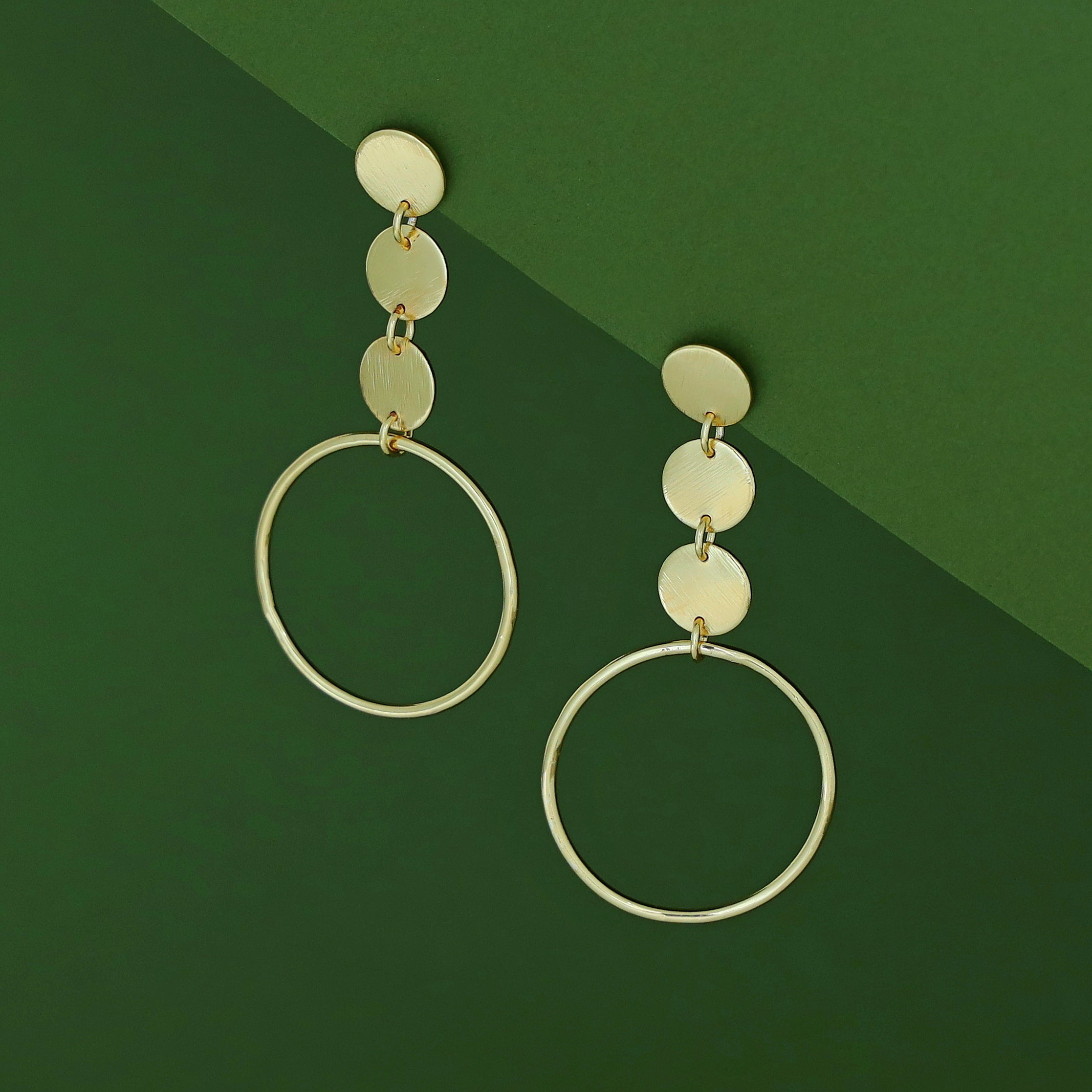 Tri Coin Circle Earring